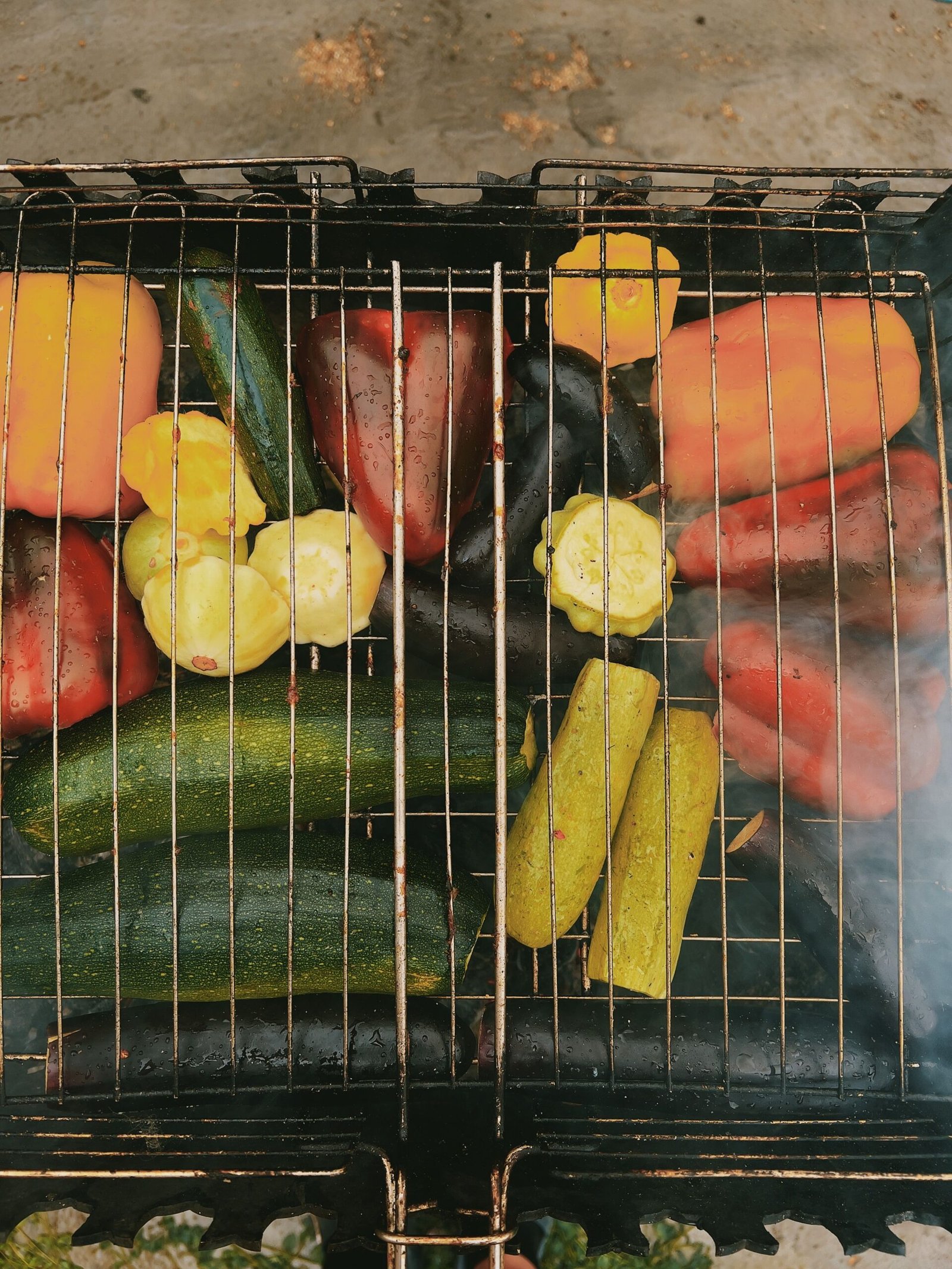 Vegetables grilling in a basket