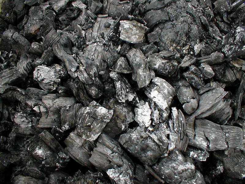 Pile of lump charcoal
