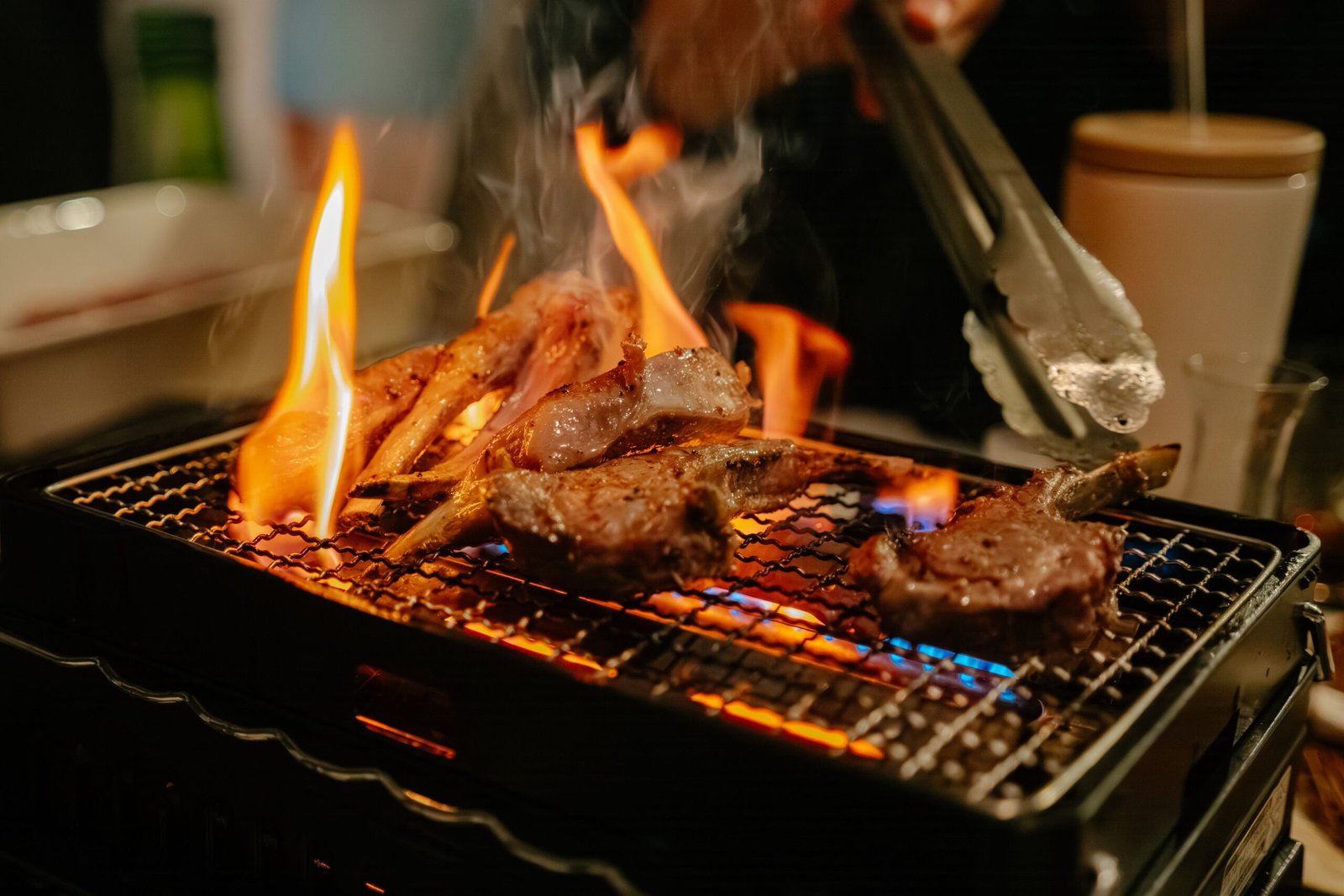 Lamb chops on the fire